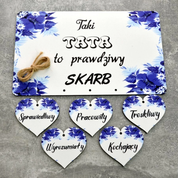 Tabliczka z sercami i dedykacją dla taty N2